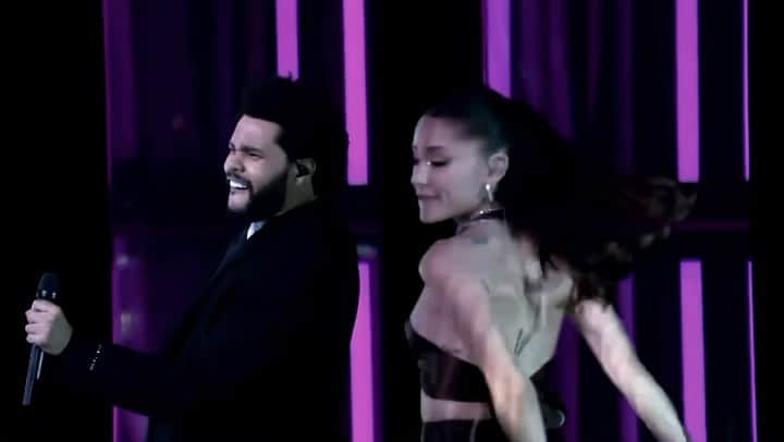 アリアナ・グランデのインスタグラム：「thank u @theweeknd @iheartradio 🤍✨🌙」