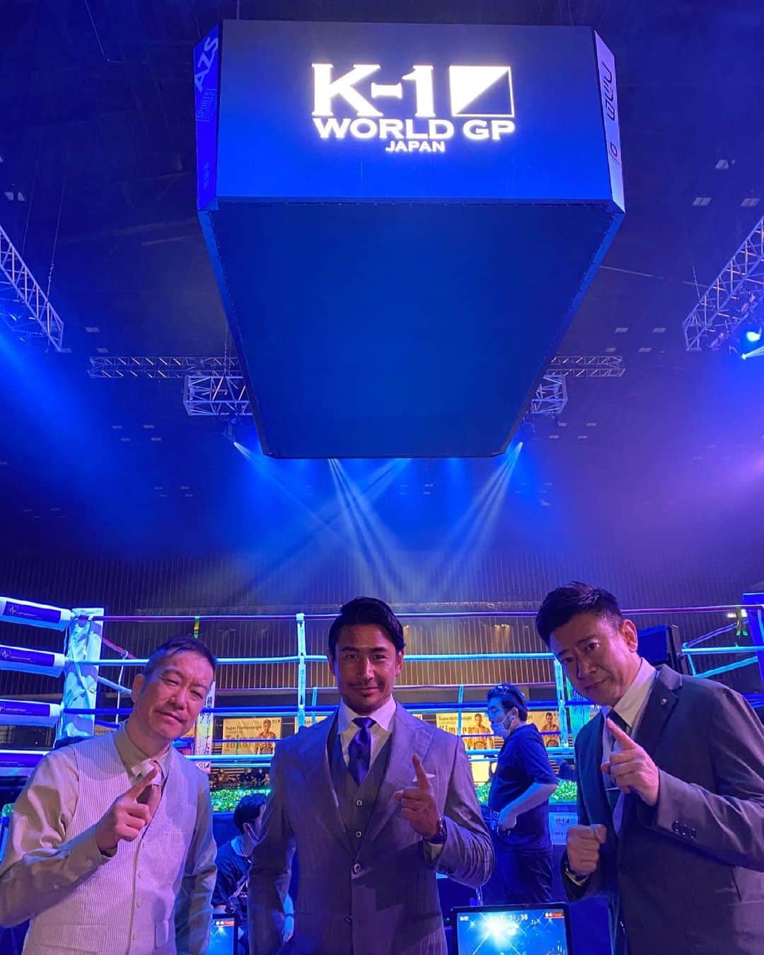 のインスタグラム：「今日はK-1 横浜大会でした！ 実況アナウンサーの矢野さん、市川さんと #魔裟斗」