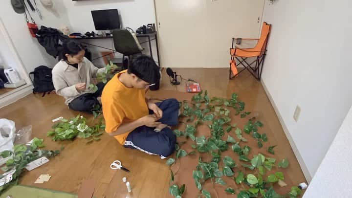 津久井コブシのインスタグラム：「コント小道具作成 #コント #小道具 #草#インテリア#クリエイター」