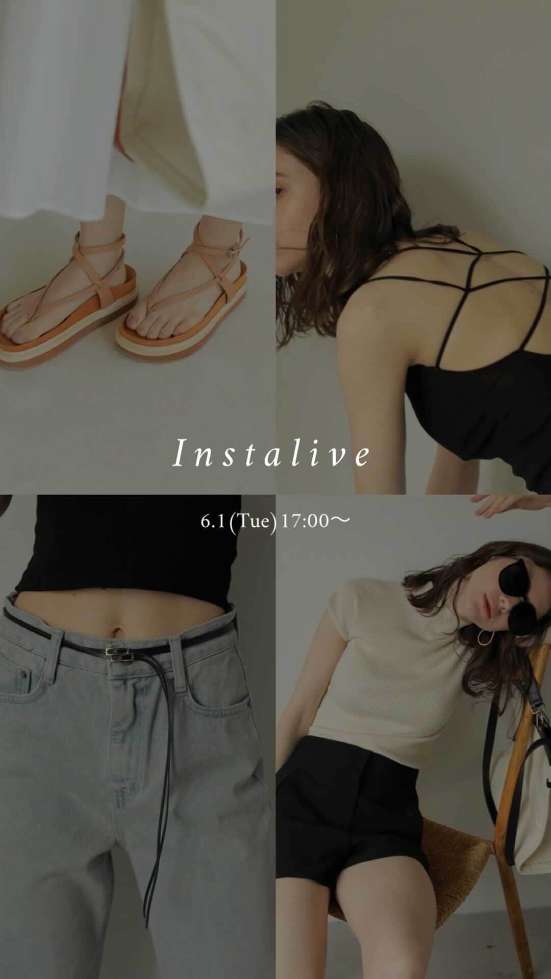 のインスタグラム：「【6/1(Tue)NEW ITEM】 Thin double ベルト　￥3,300 Pad in cross キャミソール　￥4,290 Flat short パンツ　￥9,900 Layer sole cross サンダル　￥14,300  @sachika_takemura 161cm @manami__sato 167cm #ACYM #instalive #インスタライブ」