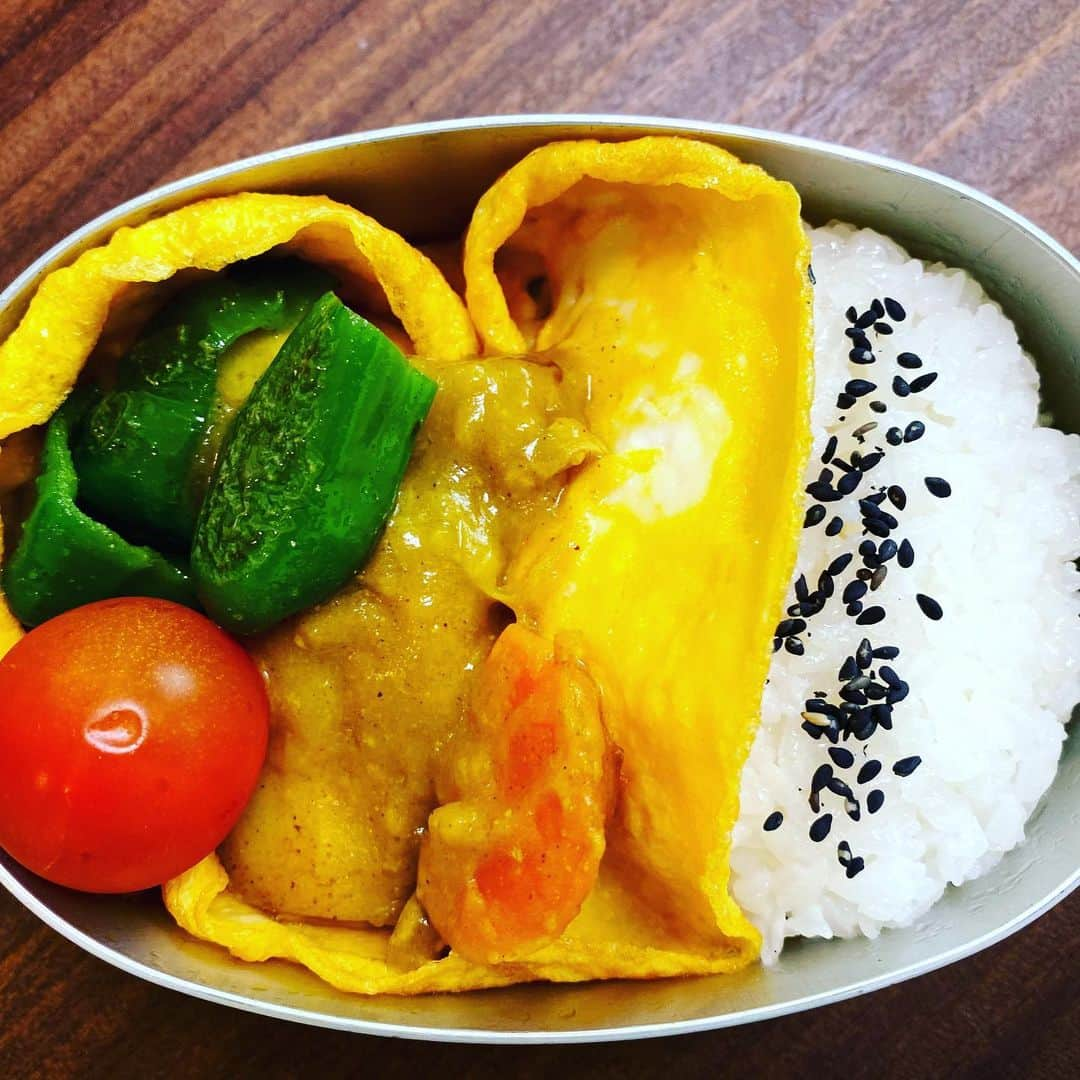 宮崎謙介さんのインスタグラム写真 - (宮崎謙介Instagram)「オムカレー弁当。オムで包めばフタも汚れない。」6月3日 6時10分 - miyazakikensuke1031