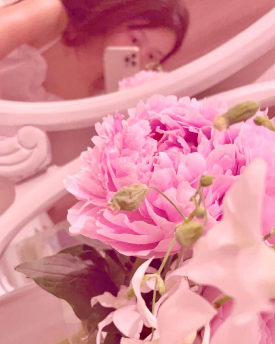 市原佑梨のインスタグラム：「明日も素敵な一日を🕊🌙✨✨  #flowerstagram#flowerphotography#芍薬#芍薬大好き#happylife#goodnight」
