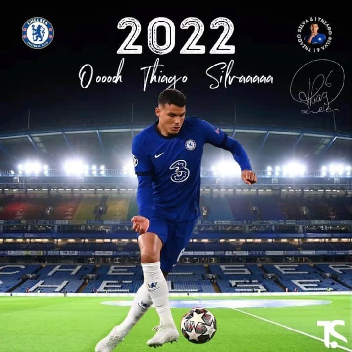 チアゴ・シルヴァのインスタグラム：「🇬🇧 I'm very happy and proud to announce today my contract extension until 2022 with @ChelseaFC !!  I am very proud to be part of the Chelsea family💙💙. Come on Blues!! 🇧🇷 Estou muito feliz e orgulhoso em anunciar hoje pra vocês que meu contrato foi estendido até 2022 com o @ChelseaFC !! Estou muito feliz em fazer parte dessa família 💙💙. Vamos Blues!!  • • • • • #ThiagoSilva #ChelseaFC #ChelseaChampions #2021 #CFC #Chelsea #OooohThiagoSilva #ChampionsLeague」