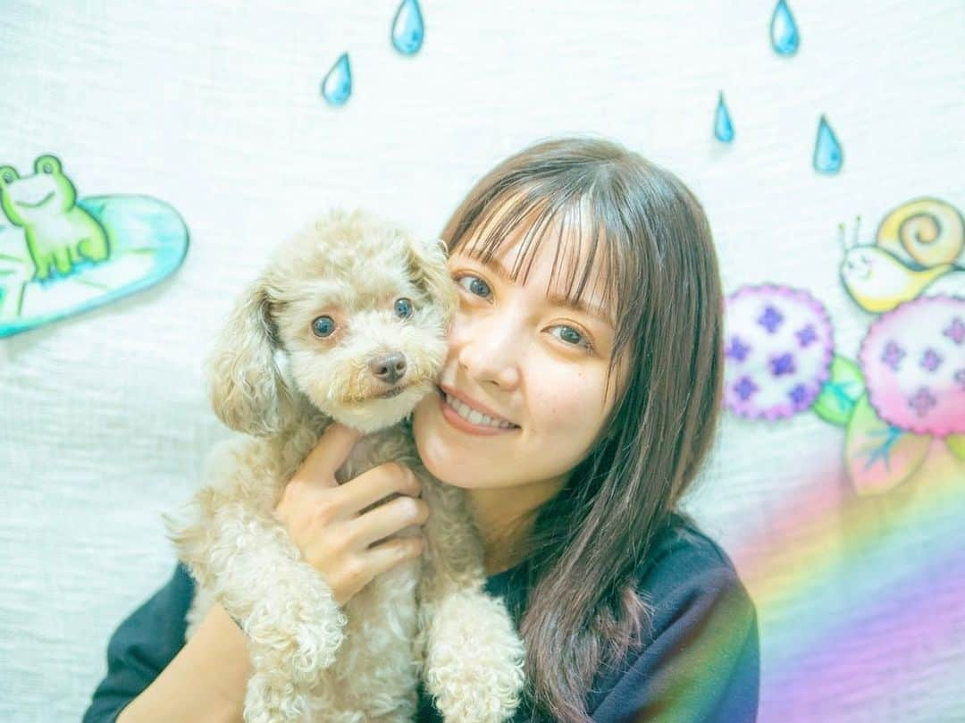 石川恋さんのインスタグラム写真 - (石川恋Instagram)「#月刊ちぇるちぇる 🐶🌈 6月のテーマは梅雨☔️  毎回仲良しのスタッフさんが背景の絵を描いてくれたり いろいろな工夫をして写真を撮ってくれます🥺💕 いつも親子共々お世話になっております。笑 ありがとう🥰🥰🥰 7月のテーマは何にしようかなぁ〜〜。 #Chelsea #ちぇるちぇる」6月4日 20時37分 - ren_ishikawa