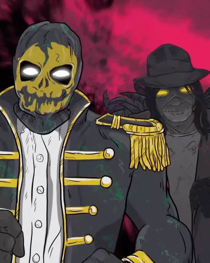 のインスタグラム：「“CRIMSON SKIES” ANIMATED LYRIC VIDEO AND SINGLE OUT NOW! LINK IN BIO⁣ ⁣ @blackveilbrides new record #ThePhantomTomorrow out worldwide October 29th 2021」
