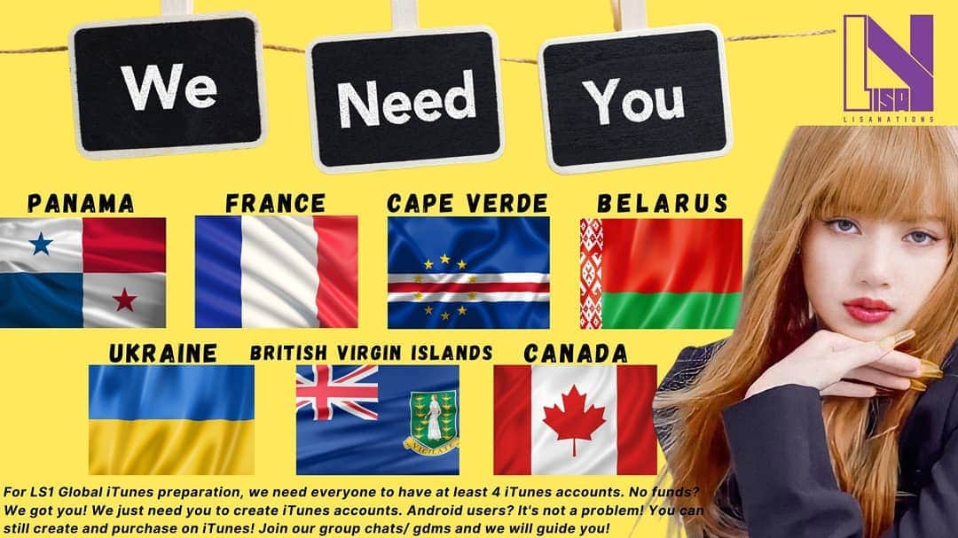リサさんのインスタグラム写真 - (リサInstagram)「LAST BATCH! [📣] If you're a Lilie or a Blink from these regions/ countries, we need you to fill out the forms above  and DM @WWBLINKFunding so we may be able to fund you in the future and add you to gdms! . check out my LS1 iTunes Team highlight to get the form link. . . . #LISA #LALISA #리사 #블랙핑크 #BLACKPINK #LALISAMANOBAN #LALISAMANOBAL #blackpinklisa #lisablackpink」6月5日 17時00分 - lisa.blackpink