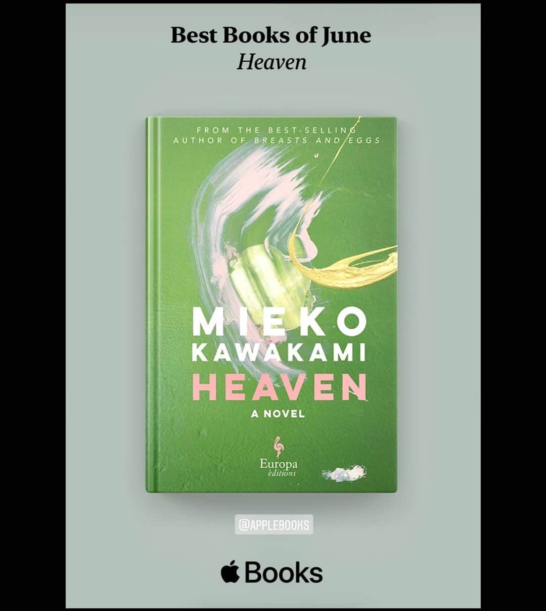 川上未映子のインスタグラム：「Thrilled that Heaven is one of the @AppleBooks  #BestBooksOfJune🎉 Check it out here  apple.co/bestbooks  『ヘヴン』が6月のアップルのベスト本に！ ありがとう！ #miekokawakami#川上未映子」