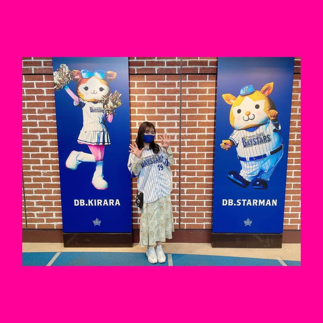 成田梨紗のインスタグラム：「少し前ですが﻿ 久しぶりのハマスタに行けた日🏟﻿ ﻿ 球場に行く回数は減ってしまいましたが﻿ 今年もひっそり応援してます⚾️🙌💙﻿ ﻿ ﻿ p.s.今年のお誕生日タオル﻿ ベイスターズ風に作って下さっていたので、ちゃっかり持っていって写真撮らせていただきました🤭🙏💙﻿ ﻿ #baystars #ベイスターズ #野球観戦 ﻿ #横浜denaベイスターズ #横浜スタジアム」