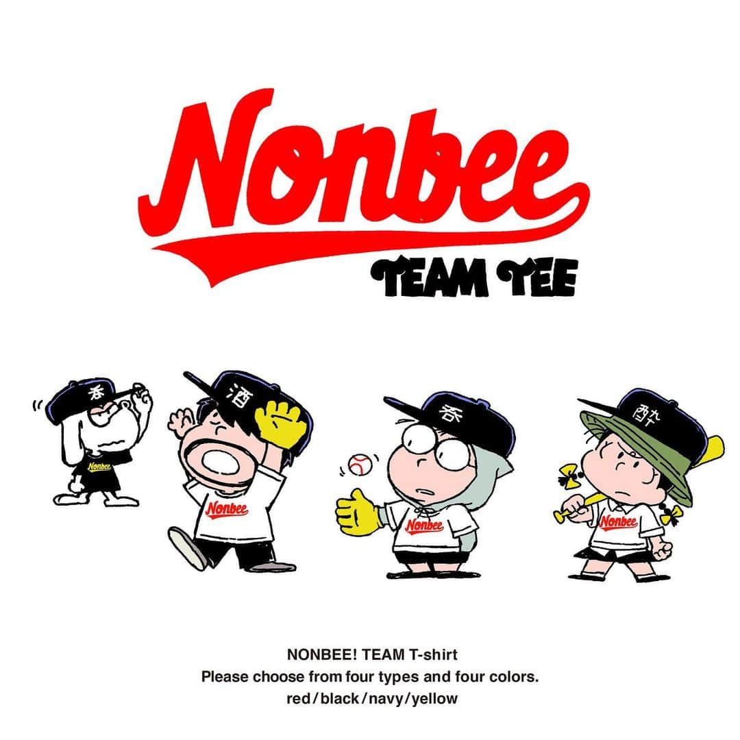 師岡とおるのインスタグラム：「NONBEE! TEAM TEE  お揃いで飲みたい 4色出来ました。  #nonbee  #tシャツ」