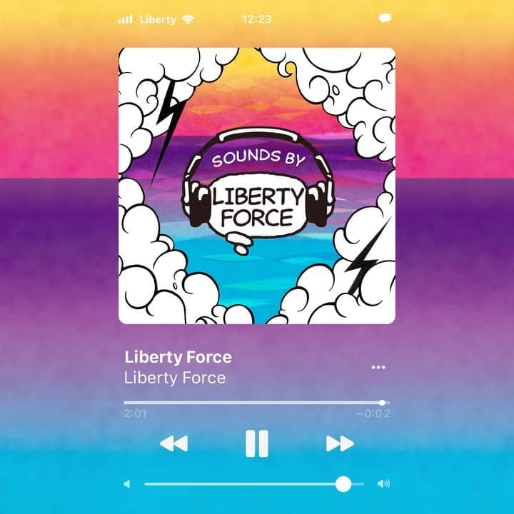 照屋 健太郎のインスタグラム：「6月15日(火)から配信スタートする LIBERTY FORCE楽曲第一弾🎶 ジャケデザインができました😭🙌  残波LIBERTY FORCE発売動画のトラック(琉球ディスコ 廣山哲史くん担当)で、かりゆし58 前川真悟くんがラップで歌う楽曲🔥ジャケデザインもLIBERTY FORCE残波ボトルと繋がったアートワークになっています🔥6月15日配信開始です😭🙌🌊🌈☁️💭🎧🎶  🎞Special thanks ✨ 動画制作《FULLER》🙏🏻  #LIBERTYFORCE #SOUNDSBYLIBERTYFORCE #CHASEYOURBRIGHTFUTURE #世界から注目される沖縄へ　 #泡盛残波 #琉球ディスコ #廣山哲史 #かりゆし58 #前川真悟」
