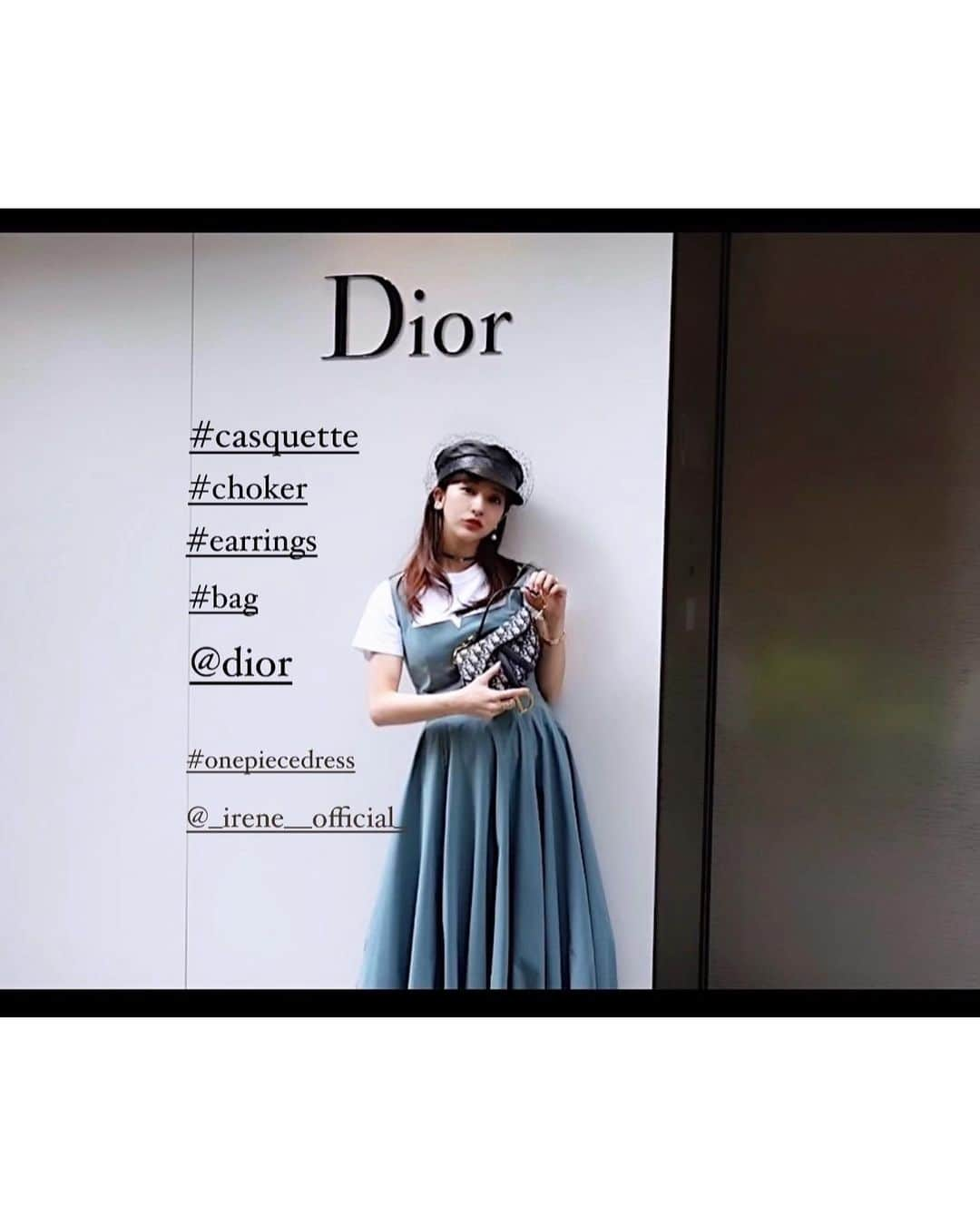 板野友美さんのインスタグラム写真 - (板野友美Instagram)「🤍🤍🤍 #Casquette @dior  #Choker @dior  #Earrings @dior  #Bag @dior  #Onepiecedress  @_irene__official_  #Fashion #友Style」6月13日 19時36分 - tomo.i_0703