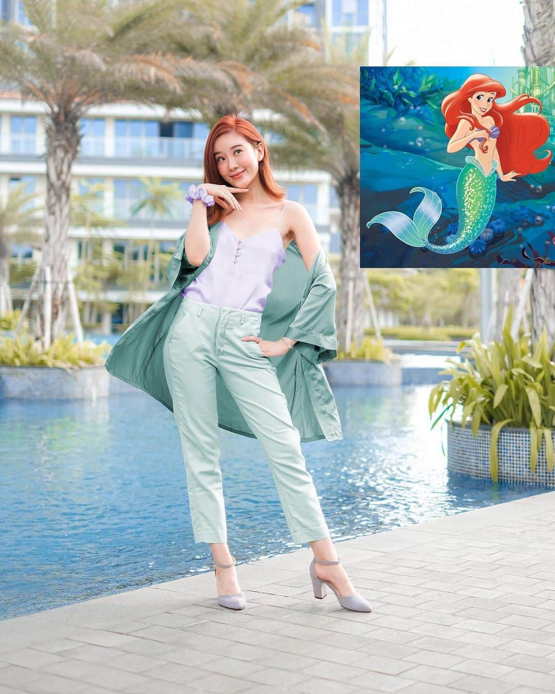 ジェシカ・ヤマダのインスタグラム：「Channeling my inner Ariel 🧜‍♀️🐚✨⁣ Who’s your favorite Disney princess? 💖⁣ ⁣ #ELLEJESSas #Ariel #TheLittleMermaid⁣ #jesswears #DisneyBound #DisneyOOTD⁣」