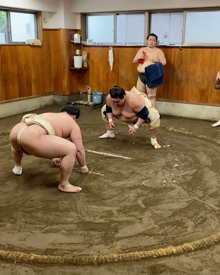 安美錦竜児（安治川）のインスタグラム：「稽古2 #大相撲 #大関照ノ富士 #稽古」