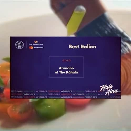 Arancino at The Kahalaのインスタグラム：「GRAZIE HAWAII! 🇮🇹 #haleainaawards 2021  B e s t  I t a l i a n !  TRULY touched and very humbled by the overwhelming love from our community!  It’s been a rough year, and we are forever grateful for your support through it all!  Grazie, Mahalo Hawaii!  See you all VERY soon! 🤙🏾❤️ #arancino #haleaina #bestitalian #arancinokahala #honolulu #uni #awardwinning #kahala #hawaii #アランチーノアットザカハラ #アランチーノ #イタリアン #パスタ #ハワイ #ホノルル #oahu #hawaiisbestkitchens #italianrestaurant #italian #eat #eatinghawaii #hawaiifoodreviews #hawaiisbest #italy」