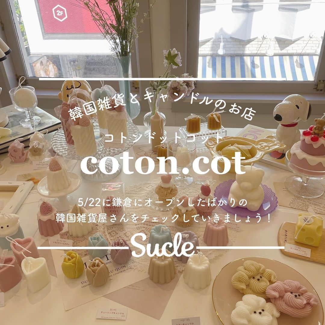 SUCLEさんのインスタグラム写真 - (SUCLEInstagram)「#cotoncot  今回は5/22に鎌倉にオープンしたばかりのcoton.cot (コトンドットコット)をご紹介！  coton.cotは韓国キャンドル＆韓国雑貨屋さんで、キャンドル作家さんが、ソイワックスで一つ一つ製作したかわいいキャンドルが販売されています🇰🇷☁️  韓国キャンドルだけでなく、韓国の輸入雑貨も沢山並んでいてお店自体もとってもかわいいんです！  みなさんも是非チェックしてみてくださいね🌷  ※新型コロナウイルス感染拡大防止の為、節度ある行動と共に、お出かけをする際はマスクの着用など感染拡大防止にご協力お願い致します。  @sucle_ では紹介する写真を募集中🤍 タグ付けやハッシュタグをつけてくれた投稿からもピックアップした写真をリポストしています！ #sucle をつけるかこのアカウントをタグ付けして投稿してね📸  #sucle #シュクレ #コトンドットコット #韓国 #韓国雑貨 #韓国キャンドル #ボンボンキャンドル #くまさんボウル #韓国インテリア #韓国インテリア雑貨 #韓国大好き #韓国好きな人と繋がりたい #鎌倉 #鎌倉観光 #鎌倉小町通り #小町通り #雑貨 #雑貨屋 #雑貨屋さん #インテリア #インテリア雑貨 #キャンドル #手作りキャンドル #韓国雑貨好きな人と繋がりたい」6月16日 18時58分 - sucle_