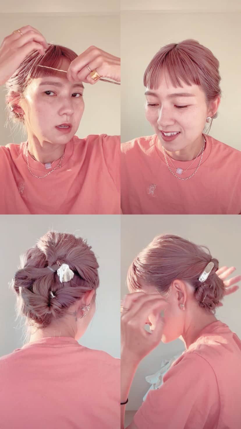 のインスタグラム：「archive of instalive  私の長さくらいの髪の毛にちょうど良いヘアアレンジ。 毛先まで入れ込むアレンジです。 #mitomamakeup」