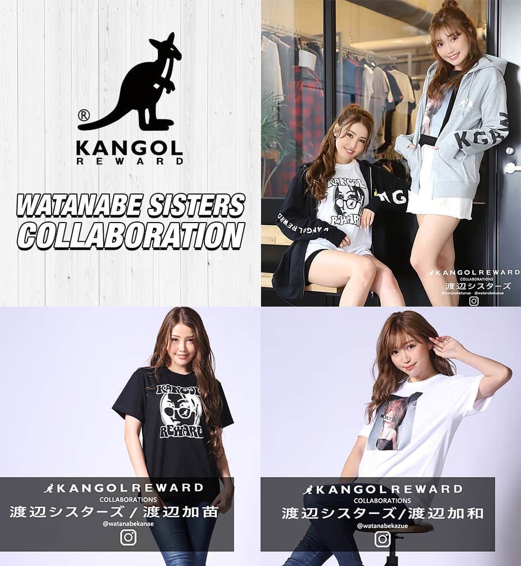 CYBERJAPAN Staffのインスタグラム：「⚡️渡辺シスターズ × KANGOL REWARD コラボ⚡️  渡辺シスターズ × KANGOL REWARD コラボ商品が本日6月17日（木）より受注受付開始となりました。  KANAE デザインのプリントTシャツと、KAZUE デザインのプリントTシャツ、2人の共同デザインの ZIP パーカーの３アイテムとなります。  ▶️ https://cyberjapan.tv/archives/28110 📍リンクはストーリーにあります。  #cyberjapan #サイバージャパン #kangolreward #kangolrewardコラボ」