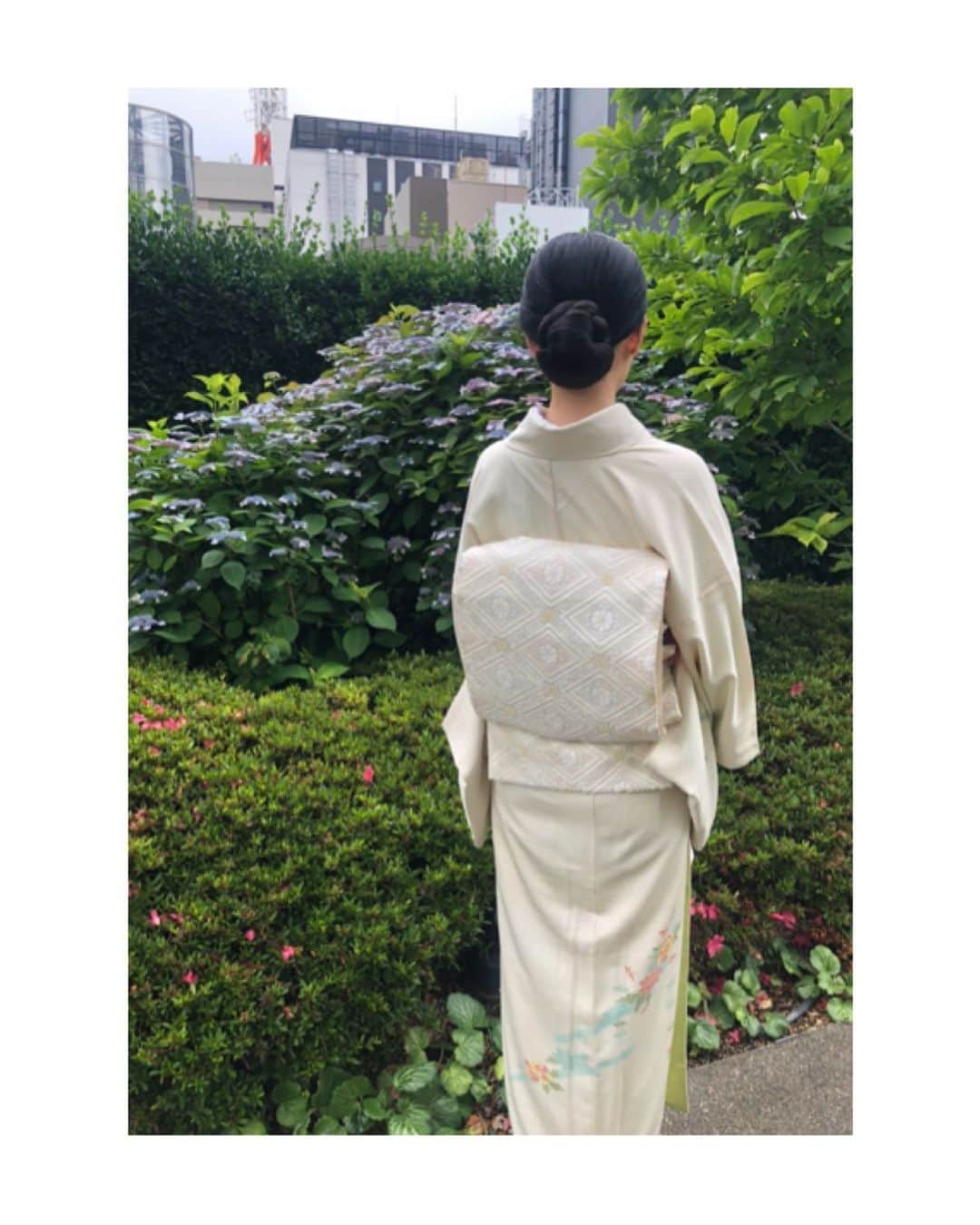 川村亜紀さんのインスタグラム写真 - (川村亜紀Instagram)「先月、紫陽花が咲いていました。 季節を感じられることが有難いです。 #紫陽花の季節 #歌舞伎座タワー  #歌舞伎 をはじめ #お着物 や #日本の伝統 が長く守られ受け継がれますように。 #kimono #kimonocordinate #japanesekimono #japanesetradition #beautifultradition #lovekimono  #instakimono  #日本の伝統 #美しい伝統 #守るべきもの  #お着物と帯 #組み合わせ #楽しい #お着物の魅力  #付け下げ #付下げ #袋帯 #ぎをん齋藤 さん  #亜紀の和装記録」6月18日 18時09分 - _aki1015_