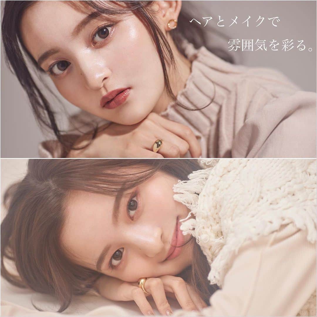 大木光のインスタグラム：「＊ヘアとメイクで雰囲気を彩る 𝒔𝒘𝒊𝒑𝒆▷▷詳細 . 深みを纏って色気のある雰囲気 ふんわりと優美な雰囲気 . "なりたい"雰囲気を纏い様々なお顔を彩る。 . 📷 @comphoto0711  #メイク#addiction #アディクション#スック#suqqu#whomee#clio #韓国コスメ #韓国メイク #アイシャドウ#アイメイク#アイライン」
