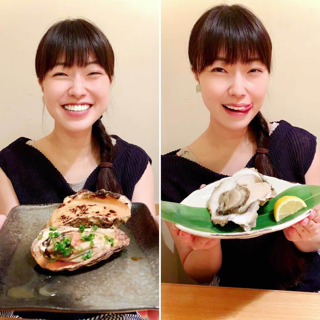 小田飛鳥のインスタグラム：「昨日はお久しぶりに六本木の『かき心』さんへ🦪 店長のまささんのお心遣いで、とっても素敵で美味しい時間でした〜☺︎ 生牡蠣派ですが、こちらの焼き牡蠣セットは外せない〜！ 人にオススメしたくなっちゃう美味しさです😘 #牡蠣 #牡蠣好き #oyster #かき心 さん」