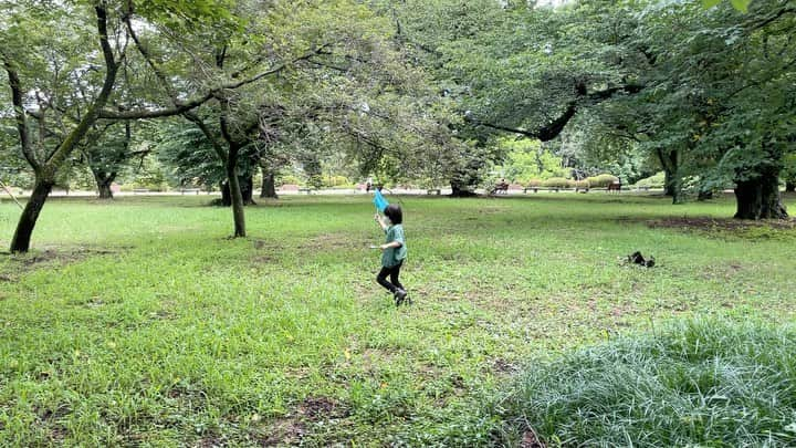 龍円愛梨のインスタグラム：「虫取り網を右手に、虫眼鏡を左手に🦋と追いかけっこ。」