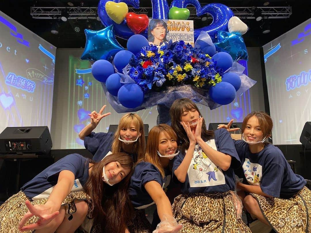 sherbetのインスタグラム：「2021.06.19 💙青山ひかる生誕祭💙   #sherbet   #グラビア   #グラビアアイドル   #青山ひかる   #犬童美乃梨   #橋本梨菜   #河路由希子   #清瀬汐希   #生誕祭   #おめでとうございます 🎂」