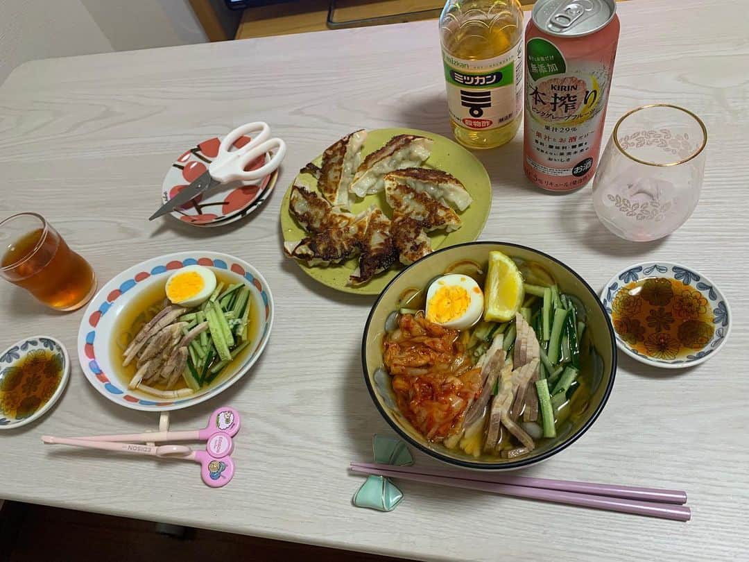 小林礼奈さんのインスタグラム写真 - (小林礼奈Instagram)「昨日の夕飯はもりおか冷麺と餃子でした！ #冷麺大好き  #夏ごはん」6月22日 9時06分 - kobayashi_ayana0218