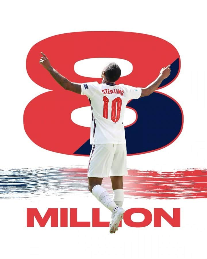 ラヒーム・スターリングのインスタグラム：「8️⃣ Million followers 🚀 Thank you for the continued incredible support ❤️ ALL LOVE」