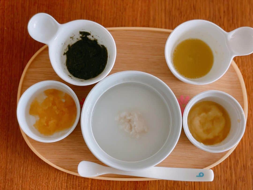 英玲奈のインスタグラム：「#今日の離乳食 ＃午前 朝寝のタイミング逃して離乳食のタイミングで寝ちゃったからまだ午後の離乳食あげられてない、、、。  #ていねいな暮らし #季節を感じる暮らし#からだにいいこと#料理 #からだにやさしいごはん #おうちごはん#家族の健康守りたい#10年後の健康の為に#無添加#無化調#オーガニック#低gi #美腸活#趣味生活#料理家#erenakitchen #娘#daughter#女の子ママ#girlmom#女の子ベビー#girlbaby#親バカ部#毎日が特別#赤ちゃんのいる生活」