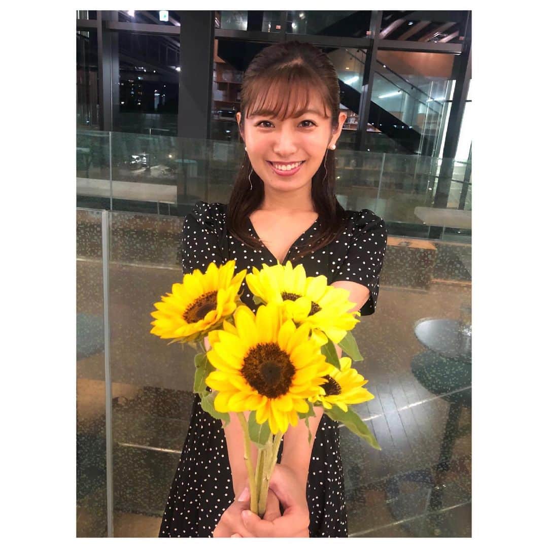 のインスタグラム：「🌻 . 会社に届いたひまわり 1番好きな花の季節が来ました🥰 ひまわり畑の見頃はもうちょっと先かな🤏 . 将来は絶対に自分のお家の庭で育てるんだ！ ひまわりみたいに みんなを元気にする人でいたいです🙋‍♀️ . あすからもニュースパお願いします⛵️ . #ひまわり #夏が来た #summer」