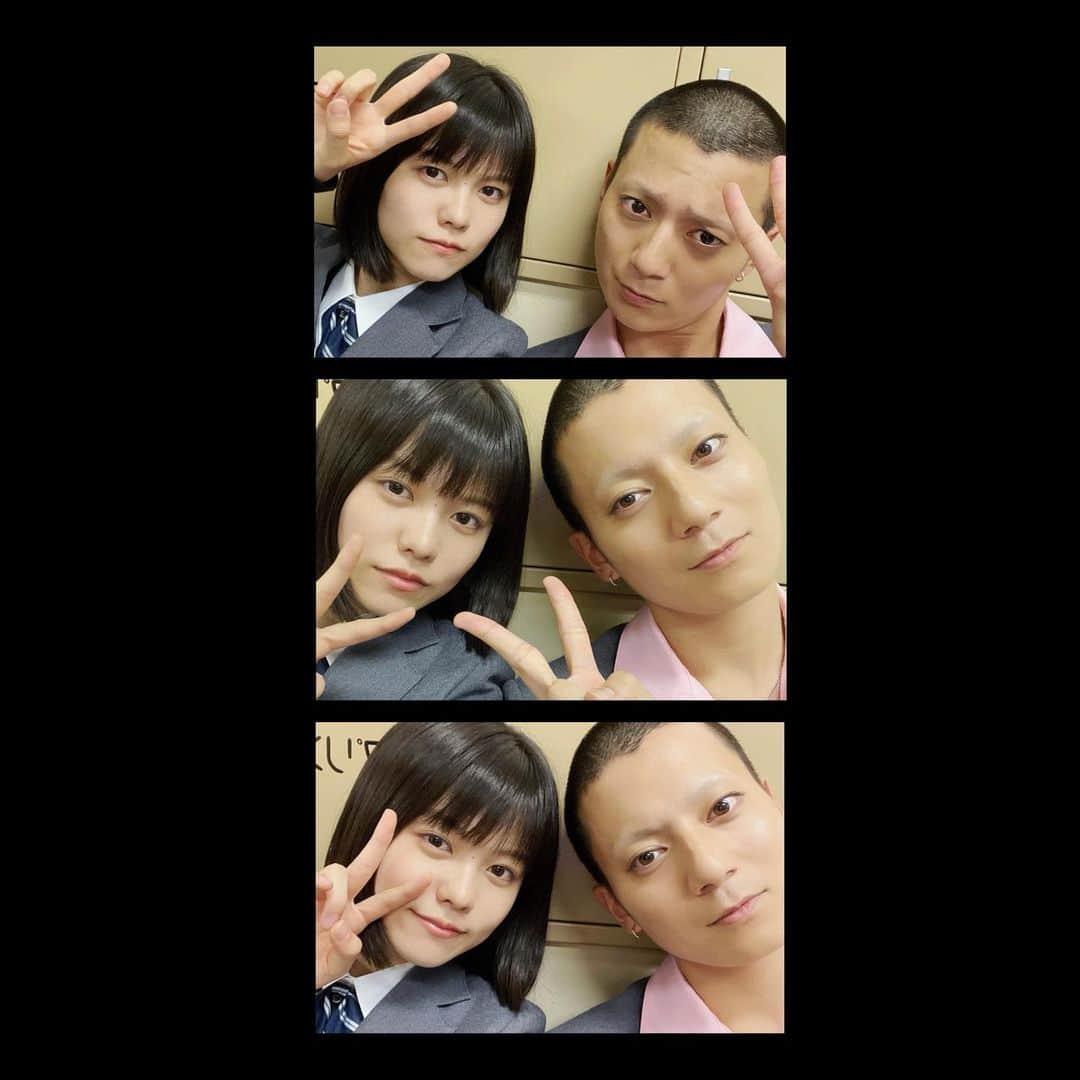 志田彩良のインスタグラム：「・ 小橋役の西山潤くんとは 2年ぶりの共演。 前回共演した時も坊主だったので なんだか安心感がありました。笑 お芝居の事でも相談させてもらったり 今回も沢山助けてもらいました。 じゅんじゅん、ありがとう🌸」