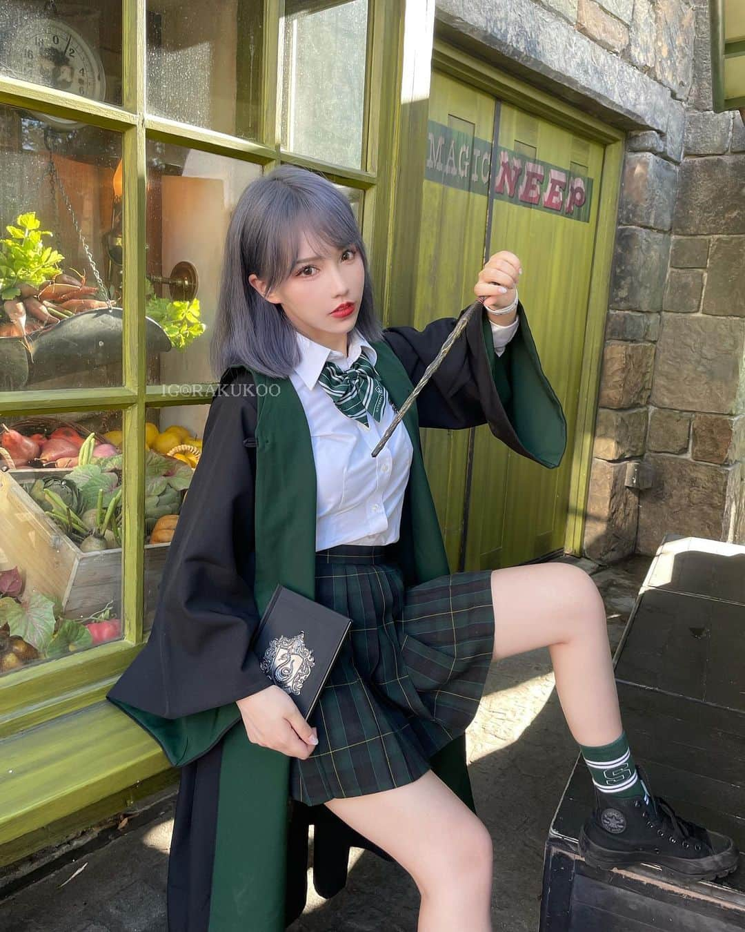 犬神洛洛子さんのインスタグラム写真 - (犬神洛洛子Instagram)「-🧙🏻‍♀️Which House are you in? -🐍 Hail Slytherin! 💚 #hogwarts #slytherin」6月29日 12時45分 - rakukoo