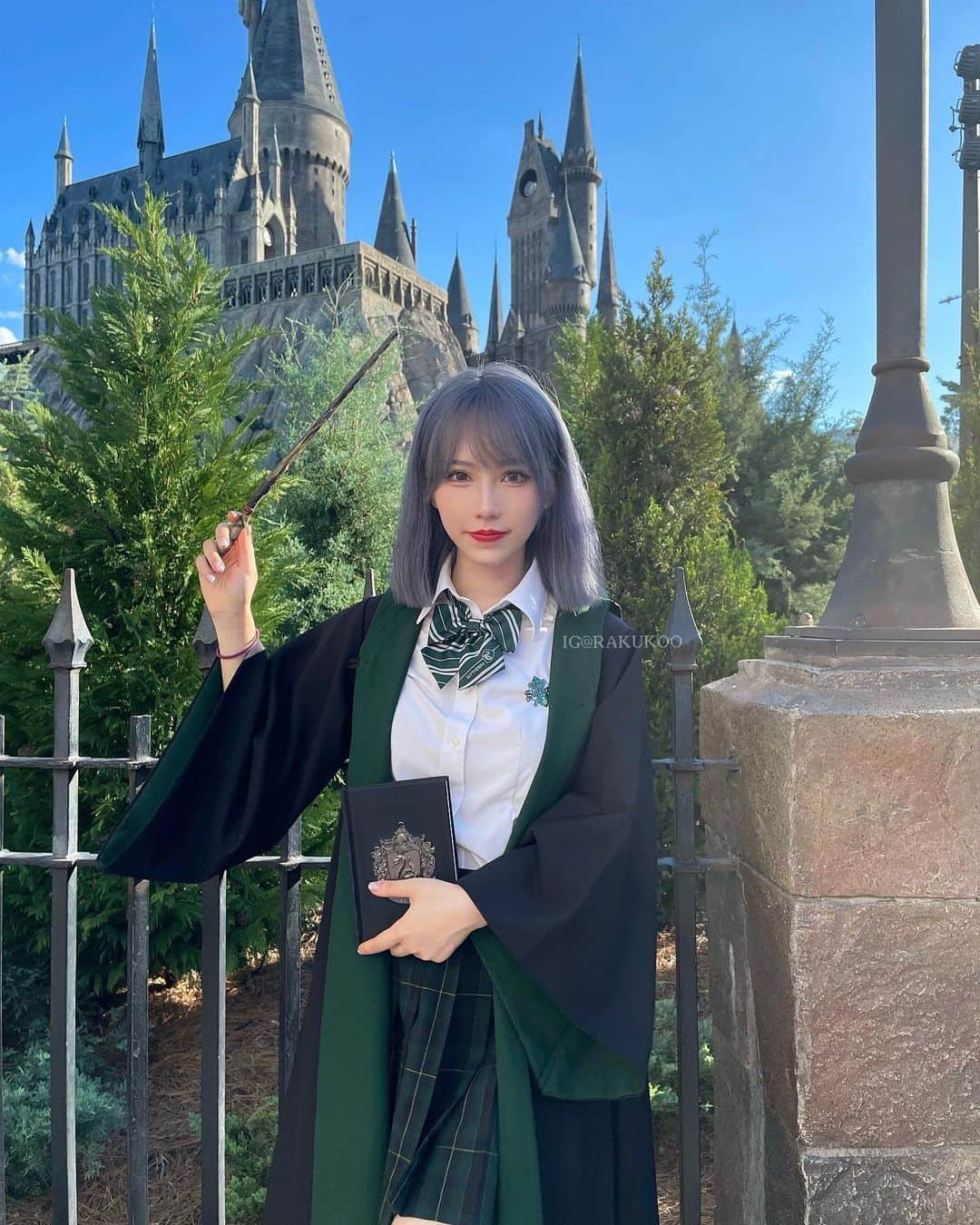 犬神洛洛子のインスタグラム：「-🧙🏻‍♀️Which House are you in? -🐍 Hail Slytherin! 💚 #hogwarts #slytherin」