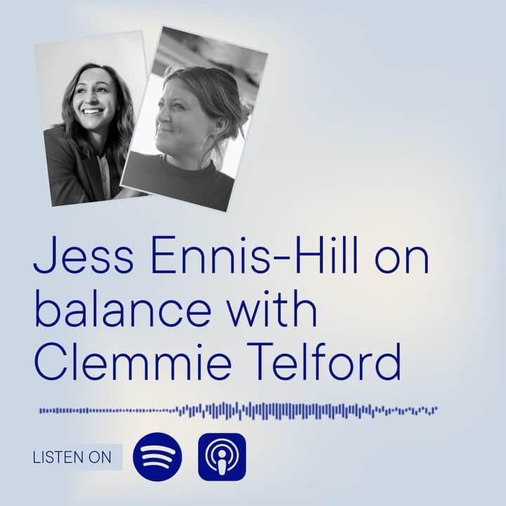 ジェシカ・エニス＝ヒルのインスタグラム：「Was amazing to chat to @clemmie_telford about getting that balance right. Between family and career, motherhood and medals, life and work. Still not sure I've cracked it, but was great to step back and look at how the juggle is real. Give it a listen!」