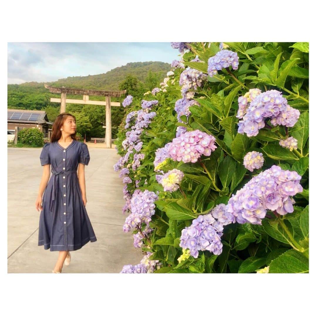 のインスタグラム：「💙 . あじさいが綺麗すぎて 載せたい写真がありすぎて困る🥺 . one-piece: @mischmasch_official  . #あじさいフォト #あじさい祭り #香川の絶景 #認定です #梅雨 #早くあけてほしい」