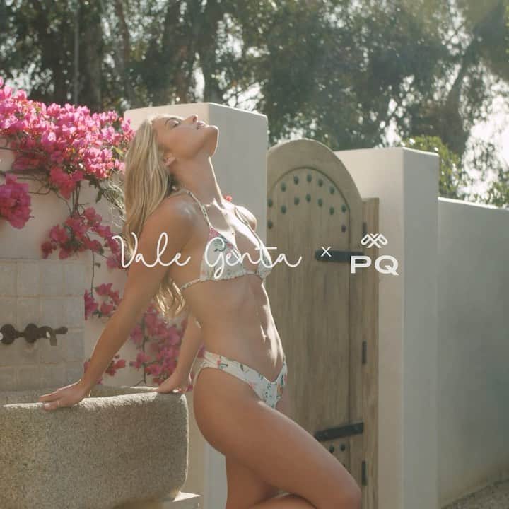 ヴェール・ゲンタのインスタグラム：「IT’S FINALLY HERE!! Your summer is about to get even hotter… 🔥 VALE GENTA X @pqswim is officially LIVE! Consisting of 9 bikinis and 3 clothing pieces, each piece is so beautiful and so me! From mariposa to pistachio, each color and print reminds me of something I love. I hope you feel confident and sexy in these suits and it makes you want to dance! I’ll be dancing with you..  #ValeGentaxPQswim  Shot by @leocabal 🎥」