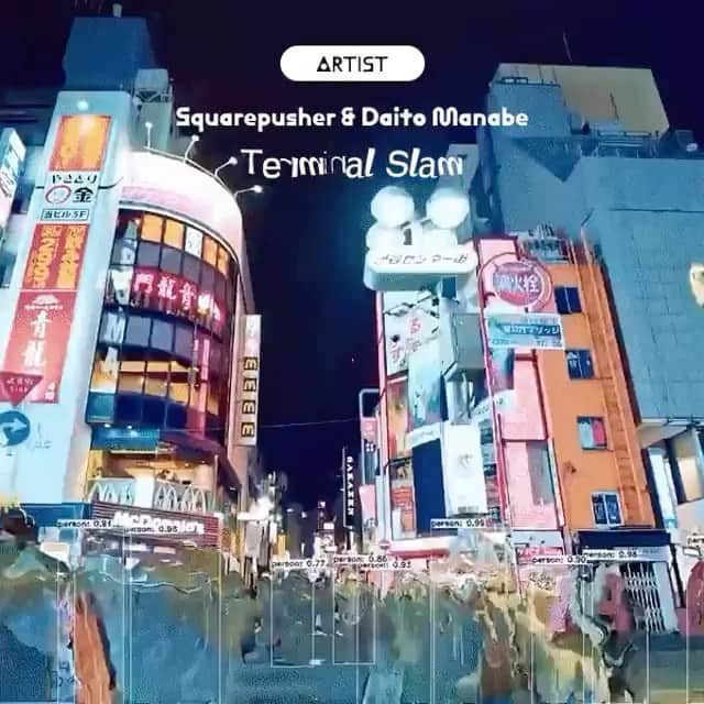 真鍋大度のインスタグラム：「#repost @fakemehard.nl ・・・ MEET SQUAREPUSHER & DAITO MANABE   This music video shows you a glimpse of Tokyo in the near future. Through a pair of glasses, the protagonist sees an alternative reality, in which the busy district Shibuya transforms into a fine network of chaotic, glitchy visuals. Daito Manabe took film material of the busy streets and underground, futuristic tunnels of Shibuya and used AI software to recognize and label all the people and omnipresent advertising space. The AI makes the people glitch, and turns billboards and screens into aggressively pulsating 3D structures. Will we, just like the protagonist, be able to rewrite ads in the future?  Composed & produced by Tom Jenkinson Taken from the album Be Up A Hello (Warp Records) Director, Glitch Effects & Interaction Designer: Daito Manabe (Rhizomatiks)  👉Book your ticket via the link in our bio.」