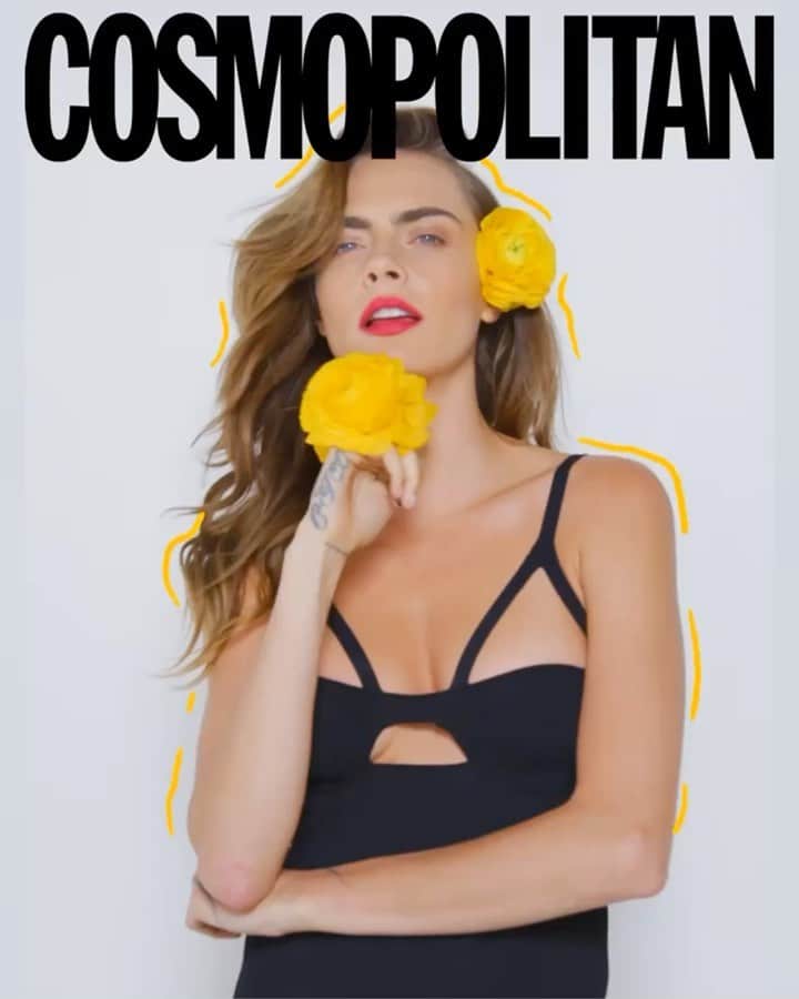 カーラ・デルヴィーニュのインスタグラム：「Flowers & spicy crisps with @cosmopolitan」