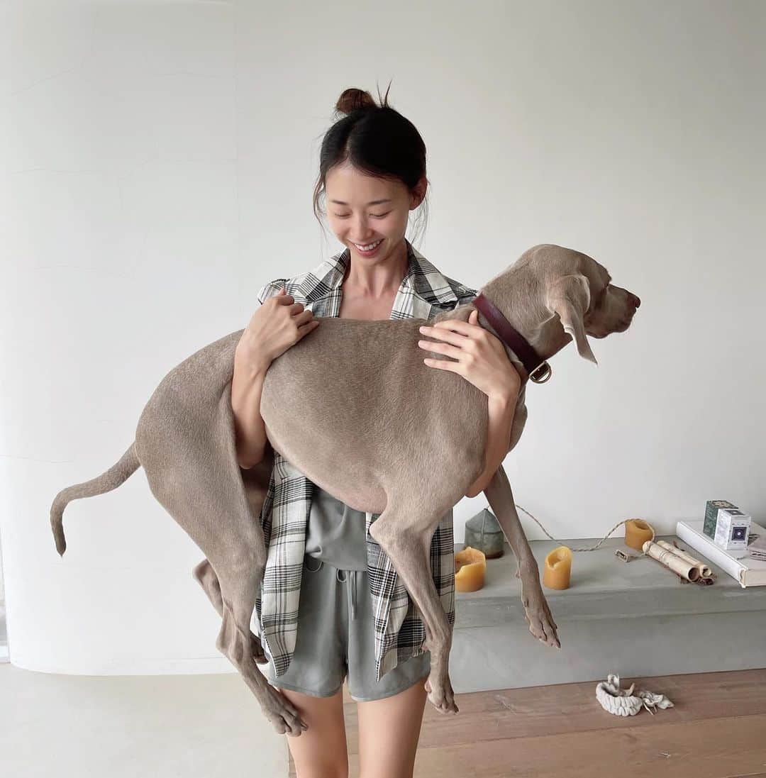 のインスタグラム：「週二 · 微量級 ·微舉重 🤣  今天看舉重真的太太太感動了！太勵志了！舉重女神最後沒舉成功好可惜，但還是以超棒成績勇奪🏅️超開心🥳  其他選手在舉重時也都是心理默默幫他們加油，超害怕她們受傷，日本選手舉起120kg時超感動，跟她一起落淚～🥲  我今天生理期第一天還舉起鄔瑪 YA!!!我也破自己紀錄了.哈哈哈哈哈 之前沒運動時我完全舉不起她，目前做了2個月瑜伽 力氣變大，舉起來輕鬆多了🤣🤣🤣  鄔瑪應該是25-28kg 🤣  #山中的日子 #我破紀錄了」