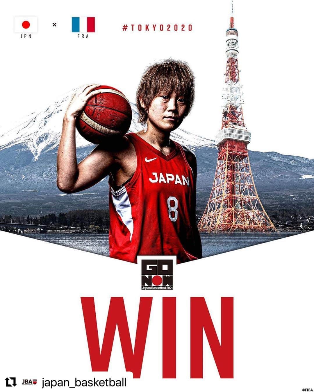 高田真希のインスタグラム：「こうして東京オリンピックを迎えられた事に感謝しています。 様々な競技にたくさん刺激をもらいながら自分達も勝つ事が出来て自信になりました！！ たくさんのエールが力となりました✨ アメリカ戦もチーム一丸となって戦います🔥 #バスケットボール   #日本一丸  #Repost @japan_basketball with @make_repost ・・・ 大接戦を制した日本が予選ラウンド白星発進！！  試合終了 日本🇯🇵 74-70 🇫🇷フランス  🏆 #Tokyo2020  🏀#バスケットボール 女子日本代表   次戦は7月30日(金)13:40~vsアメリカ🇺🇸 📺NHK BS1 21:40~録画 ⚡️LIVE配信『http://gorin.jp』  #AkatsukiFive  #観ようぜ日本代表戦」