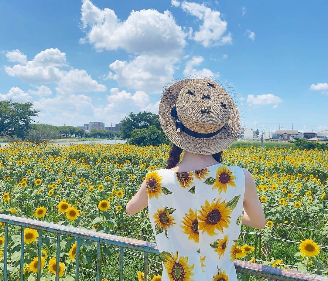 荻野由佳のインスタグラム：「ひまわりーー！！！！！🌻」