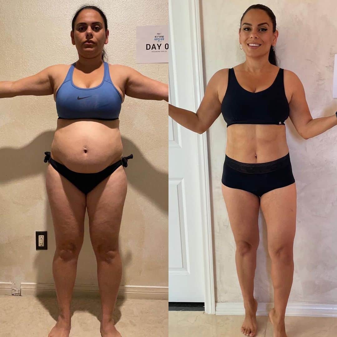 Paige Hathawayのインスタグラム：「Yep! You heard it first… “The FITIN5 platform is very realistic and achievable when you are determined!” - Rima Fany  Rima Fany also goes on to say “The @fitin5challenge personally helped me develop a better relationship with food and made me realize that exercise is not a punishment. It actually makes me feel good from the inside out! I loved the challenge also because Paige actually lived and went through similar struggles.. (as we are both moms) So it was assuring and relatable that this program set realistic goals and expectations. Thank you Paige and team!” - @rimafany  Rimy your 5 week transformation speaks VOLUMES! 🔥 Not only have you gained more confidence but you’re also glowing with self satisfaction! Thank you for allowing me and the FITIN5 be apart of your journey!  Next challenge starts August 1st — GROUP 1 is already full and closed. Open spots available in group 2 and 3 only. Use promo code: HAPPYBIRTHDAY for $34 off!」