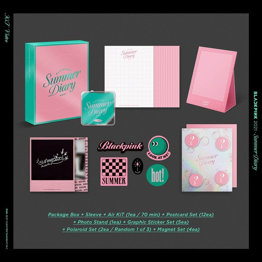 BLACKPINKさんのインスタグラム写真 - (BLACKPINKInstagram)「BLACKPINK 5th ANNIVERSARY [4+1] 2021 SUMMER DIARY [KiT VIDEO] ☀️🎢  ===  Release // August 25 (Wed) Pre-order // July 28 ~ August 24  Includes: - Package Box - Sleeve - Air KiT - Postcard Set - Photo Stand - Graphic Sticker Set - Polaroid Set - Magnet Set」7月28日 14時08分 - blackpinkofficial