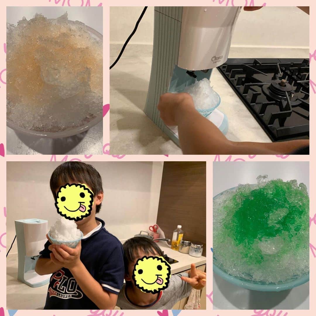 小倉優子さんのインスタグラム写真 - (小倉優子Instagram)「お夕飯後にかき氷を作りました😊✨  「沢山食べたらかき氷があるよ〜🌻」 と言うと  いつもより沢山食べてくれる子供達💕  かき氷作戦で、モリモリ食べてもらおうと思います😍😍」7月28日 23時14分 - ogura_yuko_0826