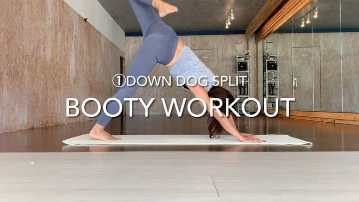 のインスタグラム：「今回のお尻トレーニングメニューはこれっ！🍑🍑🍑🍑・ ・ -BOOTY WORKOUT- ①DOWN DOG SPLIT ②CLAMSHELL ③HIP EXTENSION ④SQUAT ⑤REVERSE LUNGE KICK ・ ・ ・ ・ #bootyworkoutvideo #ブラトップ #レギンス #workoutmotivation #bodymake #ヨガウェア #ボディメイク #フィットネス #fitness #体質改善 #ダイエット #アスレジャー #Athleisure #yogawear #ピラティス #ヨガ #健康 #運動 #筋トレ女子 #abs #腹筋女子 #美尻トレーニング」