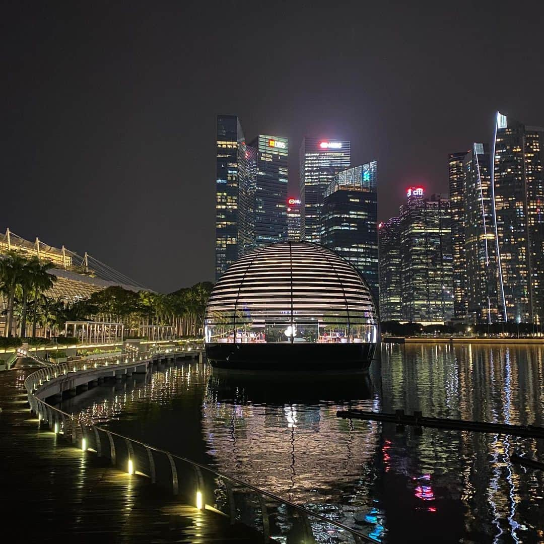 市原彩花さんのインスタグラム写真 - (市原彩花Instagram)「This Apple store is on the water🍎 It's floating next to the Marina bay sands!  水の上にApple Store🍎  マリーナベイサンズとマーライオンの間に浮かぶ球体はなんとアップルストア！ Singapore × Apple Store、、やる事が規格外🤣✨  #実はまだ入ったことない#今度行ってみる#シンガにはあと2つ普通のアップルストアがあります#applestore#applestoresingapore#アップルストア#singapore#シンガポール#singapura#海外生活#海外旅行#シンガポール暮らし#シンガポール生活#シンガポール在住#シンガポール在住日本人#싱가포르#新加坡」7月8日 12時53分 - ayaka_ichihara