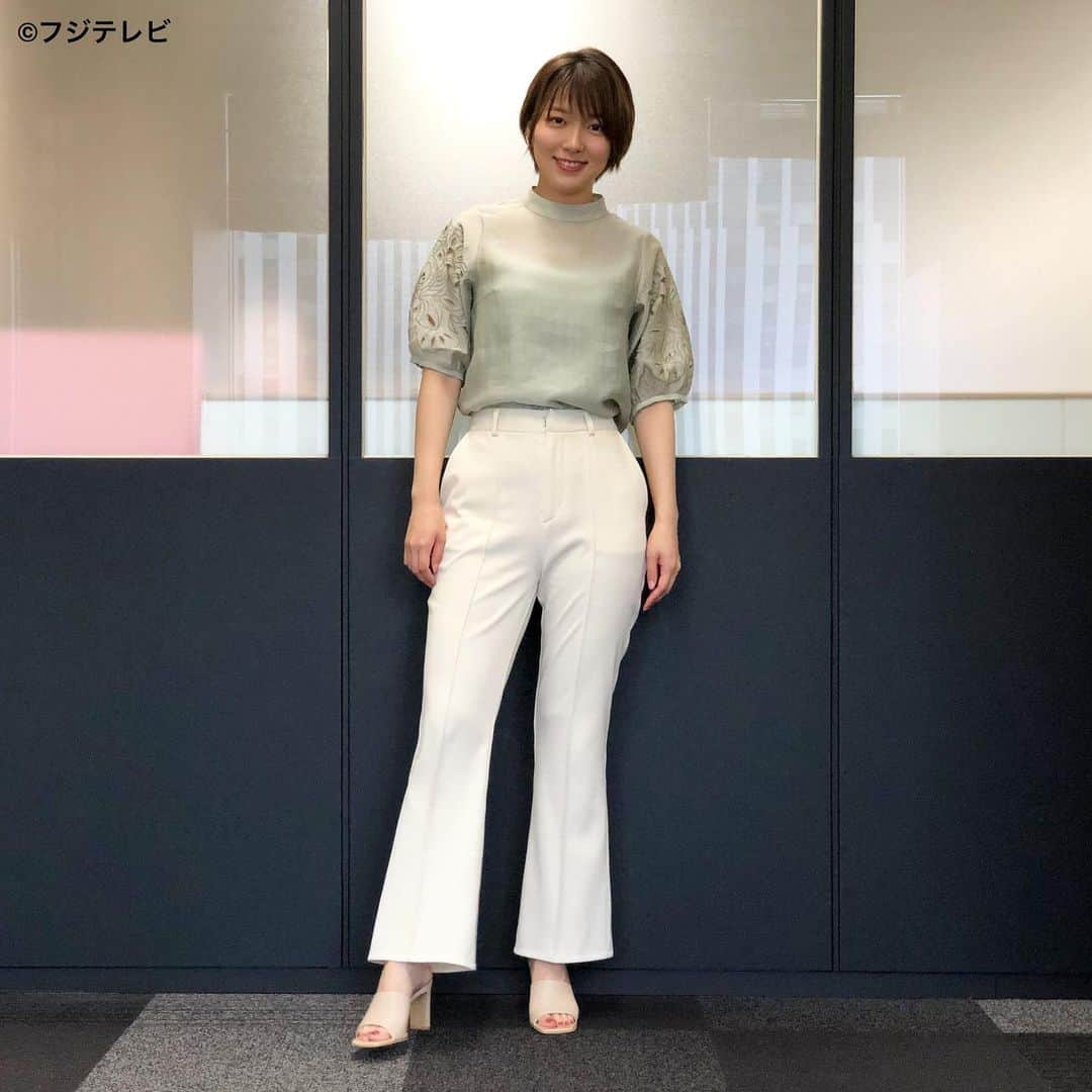 フジテレビ「めざましテレビ」さんのインスタグラム写真 - (フジテレビ「めざましテレビ」Instagram)「7月9日(金)  ファッション雑誌CanCamとコラボした お天気コーナー「きょう何着て行く？」 阿部華也子の毎日のコーデを紹介♪  【きょうのコーデ】 ブラウス→#LAGUNAMOON １万４３００円 パンツ→#ASKNOWASPINKY ５３９０円 靴→#ダイアナ １万５４００円 イヤリング→#Phoebe ３７４０円  【コーデのポイント】 膝下からゆるやかに広がる セミフレアパンツの人気が本格化👍  定番のきれいめパンツも シルエットを更新するとこんなに新鮮な印象に💐  刺繍ブラウスを合わせたきちんとコーデに ちょうどいい抜け感が加わります☺️✨  #めざましテレビ #きょう何着て行く？ #阿部華也子 #今日のコーデ#コーデ#CanCam #今日のファッション#ootd #きょう何着て行く？は月〜金朝6時22分ごろ放送📺 #スタイリストたなべさおり」7月9日 12時33分 - mezamashi.tv