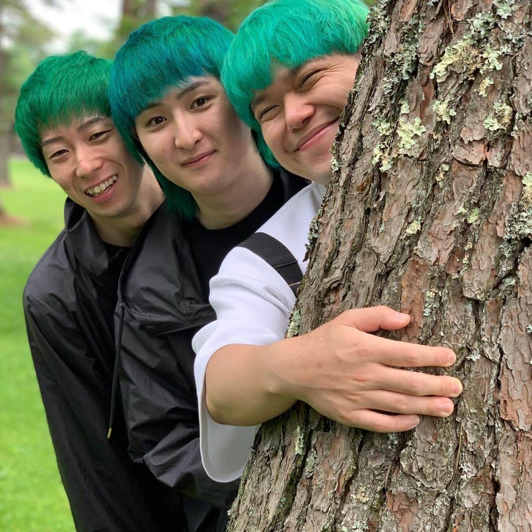 名人のインスタグラム：「緑3兄弟  #ネクステ  #相馬トランジスタ  #まえっさん #緑 #相馬トランジスタ好きな人と繋がりたい」