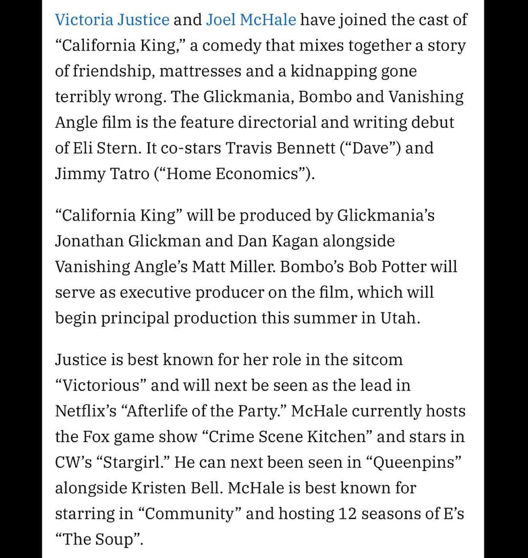 ヴィクトリア・ジャスティスさんのインスタグラム写真 - (ヴィクトリア・ジャスティスInstagram)「Ahhh! So excited for this one! We’re making a movie babyyyyy 🎥 @yungtaco @jimmy @joelmchale @elistern_ 🤗 #CaliforniaKing」7月10日 8時19分 - victoriajustice
