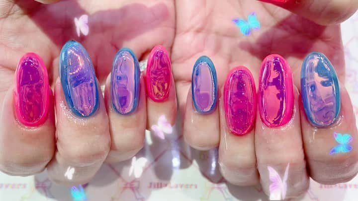 mamijinguのインスタグラム：「💖💙💖💙  #jillandlovers #nail #nailart #icegel#gelneil#gel #ネイル #ネイルアート」